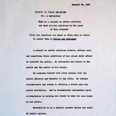 Counsel on Public Relations—A Definition