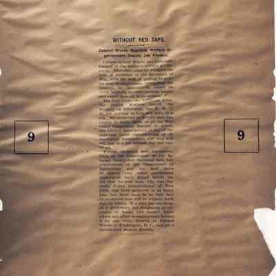 WWI Mat #9 from the Office of Assistant to Secretary of War: Without Red Tape: Colonel Woods Appoints Organizations Deputy Job Finders