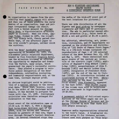 Case Study 1530: How a Milestone Anniversary Helped Scotch a Potentially Dangerous Rumor