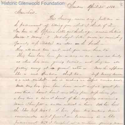 Lewis Summers from William S. Laidley, Apr 22, 1866