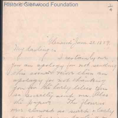 Russell G. Quarrier from Elizabeth S. Quarrier, Jun 21, 1889