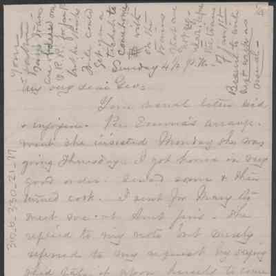 George W. Summers from Lucy W. Summers, no date