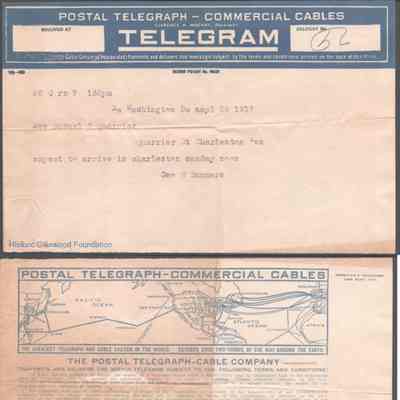 Telegram to Elizabeth S. Quarrier from George W. Summers, Apr 28, 1917