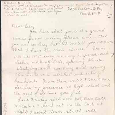 Lucy S. Quarrier from Elizabeth G. Quarrier, Nov 2, 1914