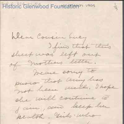 Lucy W. Summers from unknown sender, Mar 15, 1905