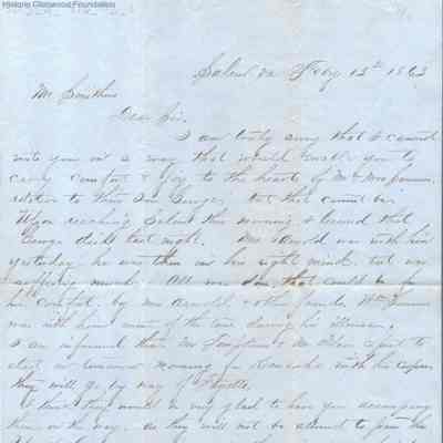 J. H. Palmer to Benjamin Smithers regarding death of George L. Summers, Feb 13, 1863