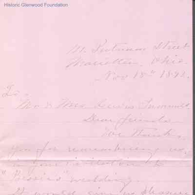 Lewis & Lucy W. Summers from Dr. & Mrs. Samuel Hart, Nov 18, 1893