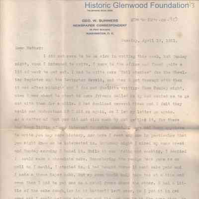 Lucy W. Summers from George W. Summers, April 19, 1921