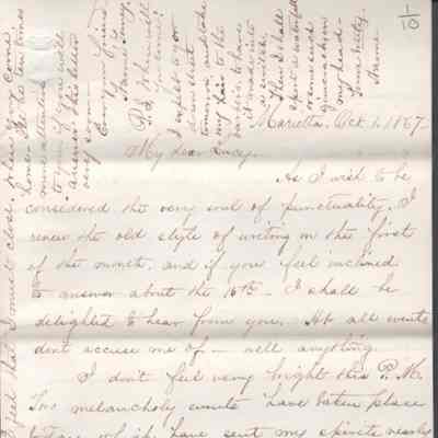 Lucy W. Summers from Naomi T. Newkirk, Oct 1, 1867