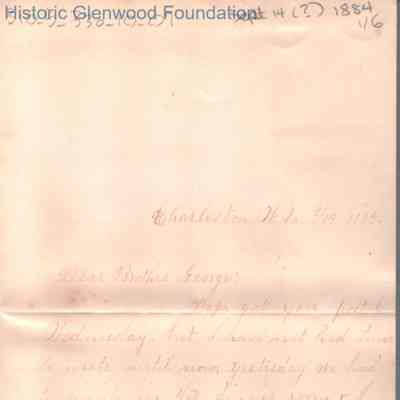 George W. Summers from Elizabeth S. Quarrier, Sep 14, 1884