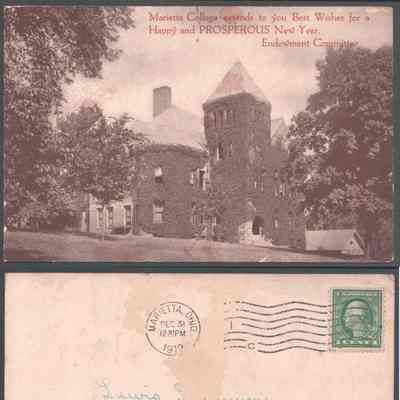 Lewis Summers postcard from Marietta College, Dec 31, 1919