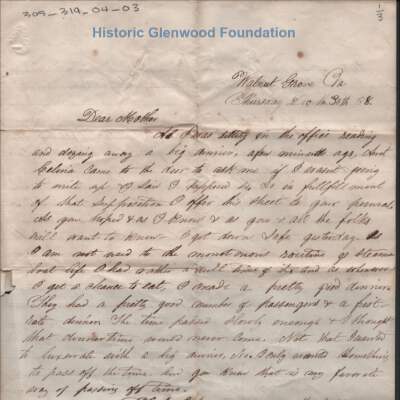 Amacetta Laidley Summers from Lewis Summers, Dec 30, 1858