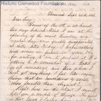 Lucy W. Summers from Lewis Summers, Sep 24, 1866