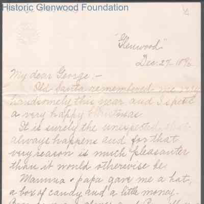 George W. Summers from Amacetta Summers, Dec 27, 1896