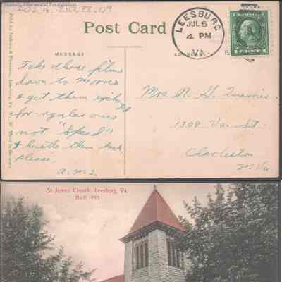 Postcard to Elizabeth S. Quarrier from Alexander W. Quarrier, Jul 5, 1916