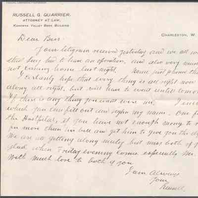 Elizabeth S. Quarrier from Russell G. Quarrier, Mar 21, 1906