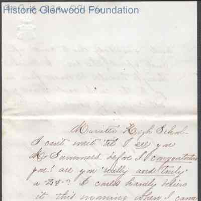 Lewis Summers from "Ella," a Marietta College classmate, c. 1864
