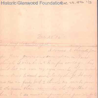 George W. Summers from Elizabeth S. Quarrier, Dec 28, 1896