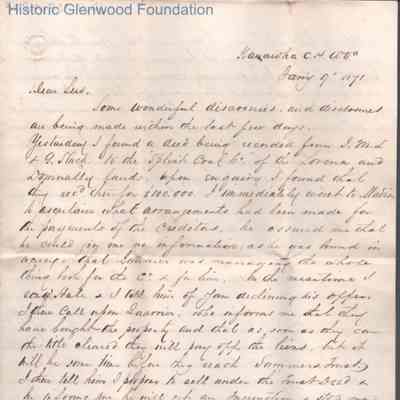 Lewis Summers from William S. Laidley, Jan 9, 1871