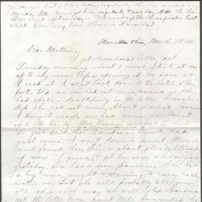 Lucy W. Summers from George W. Summers, Nov 16, 1884