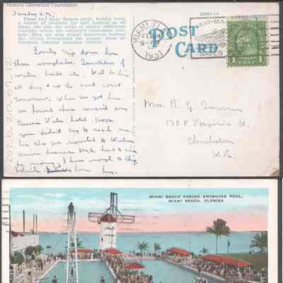 Postcard to Elizabeth S. Quarrier from Lucy S. Quarrier, Feb 24, 1931