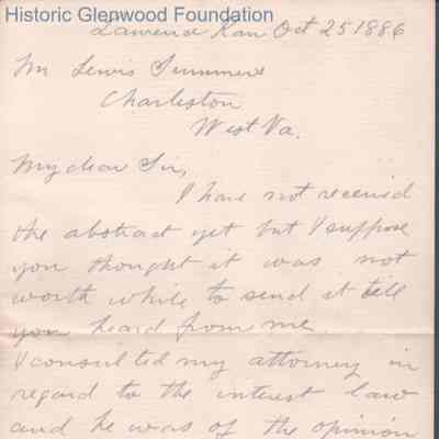 Lewis Summers from James Means, Oct 25, 1886