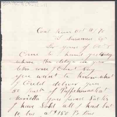 Lewis Summers from J. C. Farnsworth, Oct 14, 1870