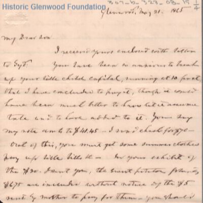Lewis Summers from Judge George Summers, May 21, 1865