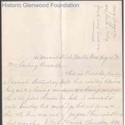 Russell G. Quarrier from Elizabeth S. Quarrier, Aug 12, 1890