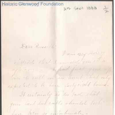 Russell G. Quarrier from Elizabeth S. Quarrier, Sep 25, 1888
