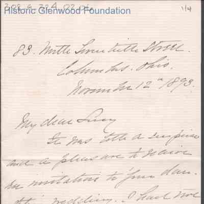 Lucy W. Summers from Julia Brooks, Nov 12, 1893