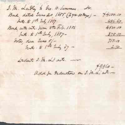 Judge George Summers and James M. Laidley, List of Glenwood Financial Transactions, no date