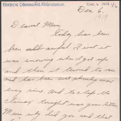 Elizabeth S. Quarrier from Alexander W. Quarrier, Dec 6, 1919