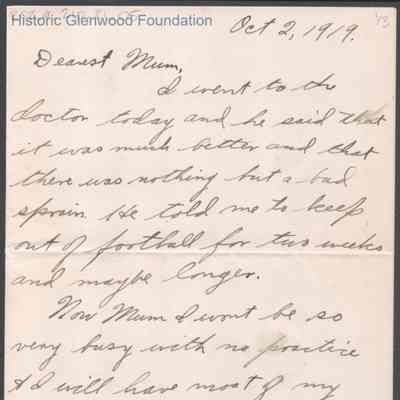 Elizabeth S. Quarrier from Alexander W. Quarrier, Oct 2, 1919