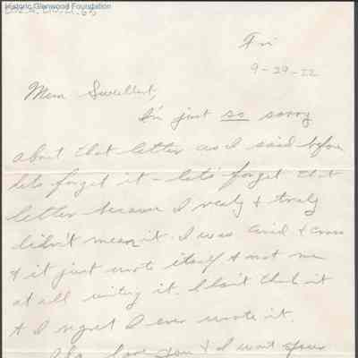 Elizabeth S. Quarrier from Alexander W. Quarrier, Sep 29, 1922
