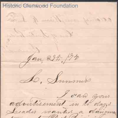 Lewis Summers from Hiram R. Snell, Jan 29, 1874