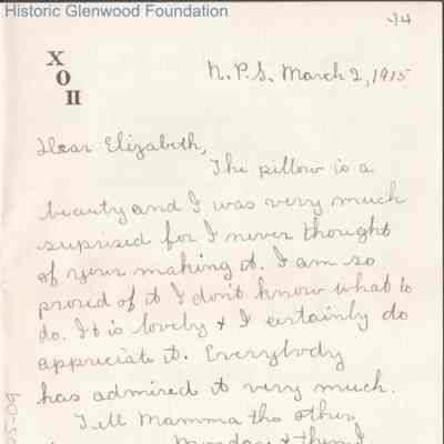 Elizabeth G. Quarrier from Lucy S. Quarrier, Mar 2, 1915