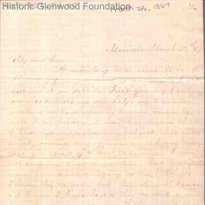 Lewis Summers from Lucy W. Summers, Mar 25, 1867