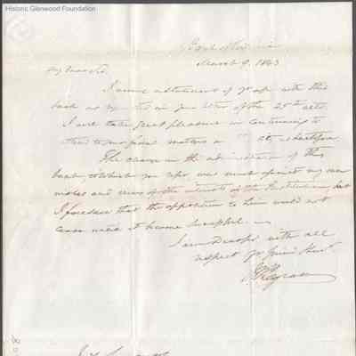 Judge Lewis Summers, 1843 letter from unknown author