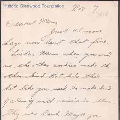Elizabeth S. Quarrier from Alexander W. Quarrier, Nov 7, 1919