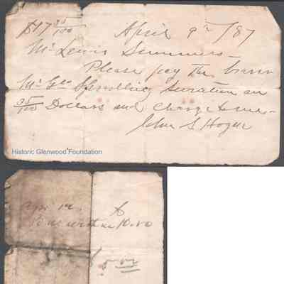 Lewis Summers from John S. Hogue, Apr 9, 1887
