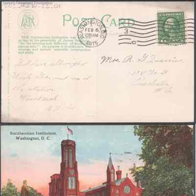 Postcard to Elizabeth S. Quarrier from Alexander W. Quarrier, Feb 6, 1915