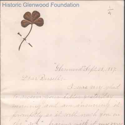 Russell G. Quarrier from Elizabeth S. Quarrier, Sep 28, 1887
