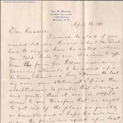 Russell G. Quarrier from George W. Summers, Apr 16, 1911