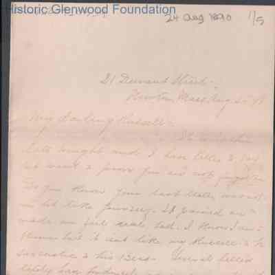 Russell G. Quarrier from Elizabeth S. Quarrier, Aug 24, 1890