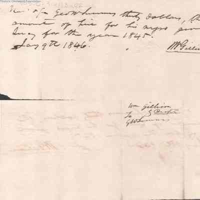 William Gillison Payment to Judge George Summers for Slave Hire, Jan 9, 1846