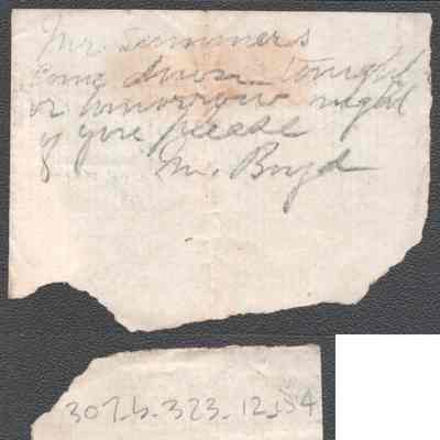 Lewis Summers from Mr. Boyd, no date