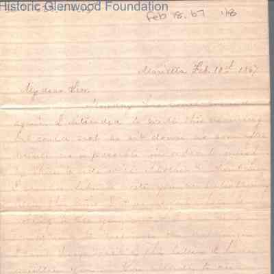 Lewis Summers from Lucy W. Summers, Feb 18, 1867