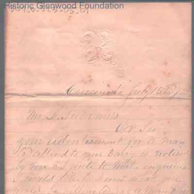 Lewis Summers from Thomas J. Richards, Jul 15, 1872