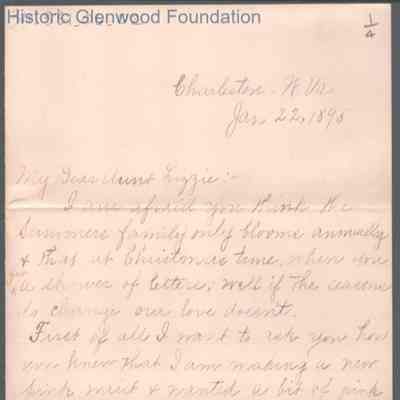 Amacetta "Amy" Summers to "Aunt Lizzie" (Elizabeth W. Wickes), Jan 22, 1895